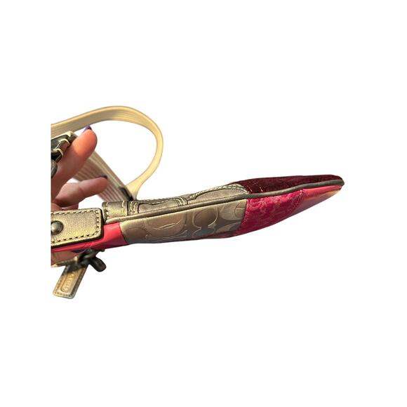 Coach Leather Suede Logo Pink Patchwork Crossbody - Picture 7 of 8